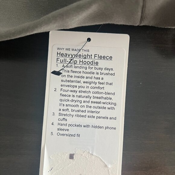 Men's Lululemon Heavyweight Fleece Full-Zip Hoodie - Size M - NWT - Picture 4 of 4